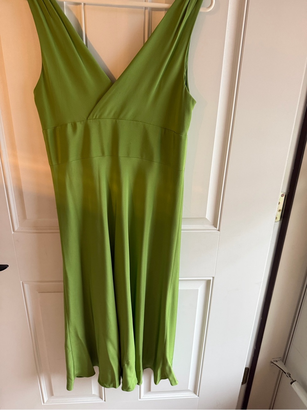 J. Crew Sleeveless V-Neck Midi Dress in Lime Green